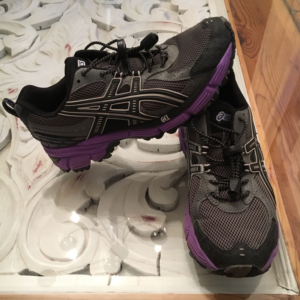 Grey & Purple ASICS Shoes